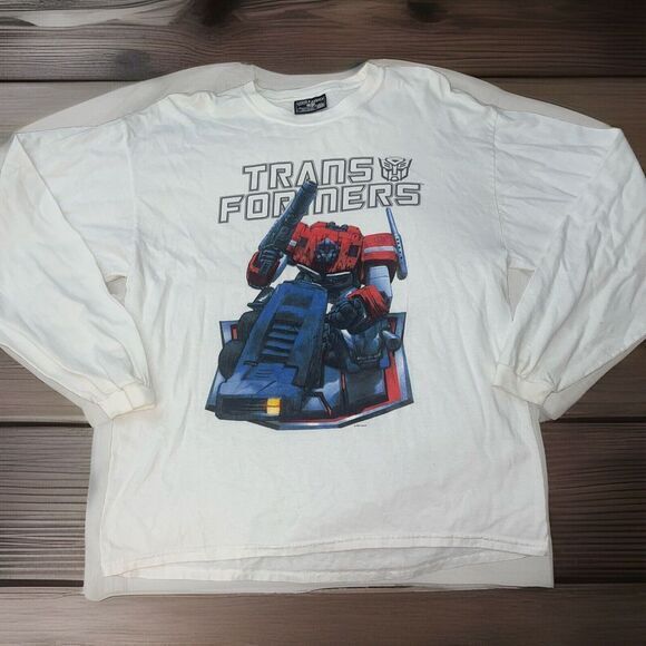 Vintage 2007 Transformers‎ Movie Promo T-Shirt Size Large White Long sleeve VTG - Picture 1 of 16